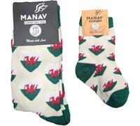 Manav Welsh Multi-Heart White Socks | Bright, Cheerful & Full of Welsh Pride | Soft White Sock with Colourful Heart Pattern for Gifting, Daily Comfort & Celebrating Welsh Culture