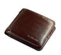 MANBANG 【Genuine Cow Leather】 Brand Men's Wallet Luxury Original Short Tri-Fold First Layer Cowhide Purse Business Horizontal Fashion, Coffee, Genuine Cow Leather