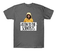 MANBAO Graphic Greta-Thunberg 'Listen to The Scientists' T-Shirt Men's Cotton Shirt Size 3XL Grey