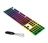 MANBASNAKE Pudding Keycaps Double Shot PBT Keycap Set with Translucent Layer,for 104 87 61 Keys RGB Backlit Mechanical Keyboards,OEM Profile,US Layout-Black