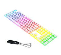 Manbasnake Pudding Keycaps Double Shot PBT Keycap Set with Translucent Layer,for RGB Mechanical Keyboards,104 87 61 Keyboard Set, PBT Profile,English (US) Layout - White
