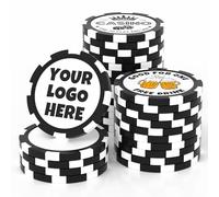 MANBATTLE 25 Custom Clay Poker Chips, 40mm Heavy 11.5 Grams Casino Sized Personalized Poker Chips with Logo or Text, Customized Drink Tokens for Bar, Party, Business Card, Golf Club or Events (Black)