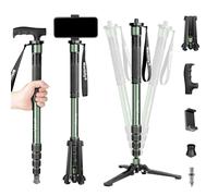 Manbily G-333 Camera Monopod 180cm for DSLR with Feet, Monopods for Cameras 5 Sections Walking Stick Hiking Pole, Mini Tripod Detachable Base, Aluminum Max 10KG Canon Nikon Sony (Olive Green)
