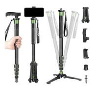 Manbily G-333 Carbon Fibre Camera Monopod 180cm for DSLR with Feet, Monopods for Cameras 5 Sections Walking Stick Hiking Pole, Mini Tripod Detachable Base, Aluminum Max 10KG Canon Nikon Sony (Green)