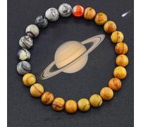MANBOZIXi Men Natural Stone Bracelet, Womens Gemstone Bracelet, Solar System Planets Moitv, Tiger Eye Bracelets, Saturn