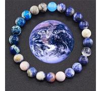 MANBOZIXi Men Natural Stone Bracelet, Womens Gemstone Bracelet, Solar System Planets Moitv, Tiger Eye Bracelets Earth