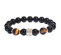 MANBOZIXi Mens Crystal Bracelets, Natural Tiger Eye Bracelet Men 10mm, Yellow