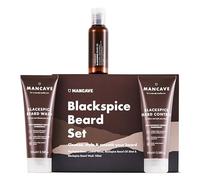 ManCave Blackspice Beard Gift Set with 3 Beard Grooming Essentials, For a thicker, more healthier beard, Vegan Friendly, Tubes made using Recycled Plastics, Made in England