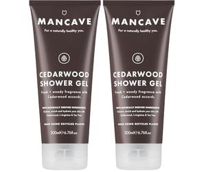 ManCave Cedarwood Shower Gel for Men, Fresh Woody Aroma with Eucalyptus and Pine Needle, Sulphate and Paraben Free, Natural, Vegan, Cruelty Free, 200 ml (Pack of 2)