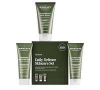 ManCave Daily Defence Skincare Gift Set for Men, Natural & Vegan Face Wash, Face Scrub & Moisturiser. Recycled Packaging, Made in England