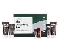 ManCave Discovery Gift Set with 6 Natural Grooming Essentials for Men, Shower Gel, Body Scrub, Deodorant, Eye Gel, Moisturiser, Face Wash, Sulphate Free, Vegan friendly, Made in England
