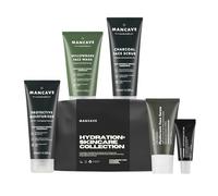 ManCave Hydration+ Skincare Collection Gift Set, SPF 20 Protective Moisturiser, Face Wash, Face Scrub, Hyaluronic Face Serum, Anti-Fatigue Eye Gel, Dermatologically Tested, Natural Formulations, Vegan