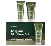 ManCave Originals Skincare Gift Set with 3 Key Skin Care Essentials with Face Wash, Face Scrub and Moisturiser for Men, Vegan, Natural formulations, Tubes made from Recycled Plastics, Made in England