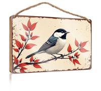 Mancave Signs and Decor A Bird Perched On Autumn Leaves with Berries Gift for Boss Woman Farmhouse Decor Signs(15X28CM)