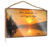 Mancave Signs and Decor Here Comes The Sun and I Say It's Alright Gift for Boss Woman Farmhouse Decor Signs(20X30CM)