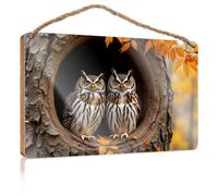 Mancave Signs and Decor Two Owls Sitting in A Tree Hollow Gift for Boss Woman Farmhouse Decor Signs(20X30CM)