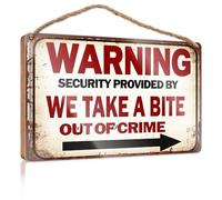 Mancave Signs And Decor Warning Security Provided By We Take A Bite Out Of Crime Funny Kitchen Signs Fall Outdoor Decor(23X35CM)