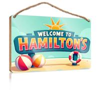 Mancave Signs and Decor Welcome to Hamilton's Beach! Gift for Boss Woman Farmhouse Decor Signs(15X28CM)