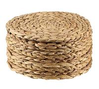 MANCHAP 10 Pack 30cm Water Hyacinth Woven Placemats, 12 Inch Round Natural Placemats, Large Handmade Wicker Mats for Dining Table