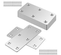 MANCHAP 12 Pcs Flat Connecting Joining Bracket, 100 x 50 x 2mm Stainless Steel Mending Plate for Wood Furniture, Shelf and Window Use, Silver