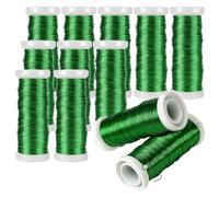 MANCHAP 12 Rolls 0.35mm x 40m Green Florist Wire, Paddle Floral Wire for Wreaths, Wedding Decor, Craft DIY