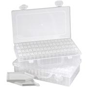 MANCHAP 2 Pack 64 Grids Diamond Painting Storage Boxes, Diamond Art Bead Storage Containers Embroidery Box for Jewelry, Beads, Craft, Nail Art, Clear