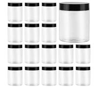 MANCHAP 20 Pack 300ml Clear Plastic Jars with Lids, Empty Plastic Travel Storage Jar Container, Round Plastic Storage Jars Wide Mouth Plastic Containers for Spice, Sweet, Seasoning, Crafts