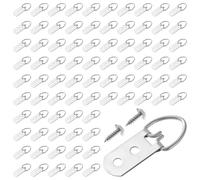 MANCHAP 200 PCS D Ring Picture Frame Hangers, 55 x 22mm Double Holes D Ring Hanging Hooks with Screws for Painting, Photos