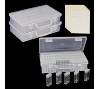 MANCHAP 3 Pack 64 Grids Diamond Painting Storage Boxes, Diamond Art Bead Storage Containers Embroidery Box for Jewelry, Beads, Craft, Nail Art, Clear