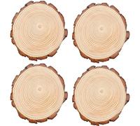 MANCHAP 4 PCS 20-25cm Natural Wood Log Slices, 8-10 Inch Unfinished Round Wood Discs Wooden Circles for Crafts, Painting, Wall Decor, DIY Projects