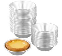 MANCHAP 40 Pack 3 x 1 Inch Aluminum Egg Tart Molds, Mini Pie Tartlet Pans, Baking Cups for Dessert, Hand Pie Molds, Flan Mold, Puddings