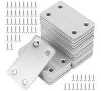MANCHAP 50 Pcs Stainless Steel Flat Connecting Joining Plate, 60 x 38 x 1.3mm Metal Mending Brackets for Wood Fixing, Connector, Home Use, Silver