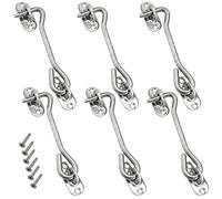 MANCHAP 6 Pack 100mm/4 Inch Cabin Hook and Eye Catch, Stainless Steel Gate Catch Hook, Privacy Hook and Eye Latch Barn Door Latch with Screws for Gate Shed Window, Silver