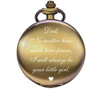ManChDa Dad Gift from Daughter to Father Engraved Pocket Watch - No Matter How Much Time Passes, I Will Always Be Your Little Girl, As Father of The Bride, Father's Day Gift, Stepdad, Bronze