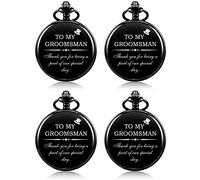 ManChDa Groomsmen Gift Set of 1/3/4/5/6 Engraved Pocket Watches for Groomsmen Gift for Best Man Groomsman Roman Numerals Quartz Pocket Watch Wedding Gift Personalized Gift for Groomsman