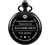 ManChDa Husband Pocket Watch with Chain for Men, Anniversary Gift, Valentine's Day Gift, Beautiful Gift for Family, B-a. Fur My Son Black