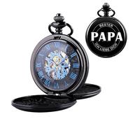 ManChDa Pocket Watch for Men Personalized Gift for Dad Husband Son Groomsmen Engraved Pocket Watches for Men, 3-a. Dad (Black)