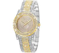 ManChDa Silver Watch for Women Interior Full Diamond Bling Rhinestone Iced Out Quartz Crystal Stainless Steel Ladies Wrist Watch, B. 4.MIX GOLD, Quartz Movement