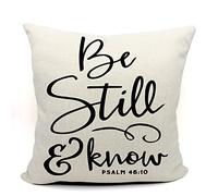 Mancheng-zi be Still and Know That i am god Pillow Covers 18x18, be Still and Know Pillow,Christian Gifts for Women Faith，Christian Home Decor Linen Cushion Cover for Bedroom