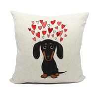 Mancheng-zi Dachshund Gifts: Dachshund Mom Gifts & Decor Linen Cushion Cover (18x18) for Sofa, Couch, Bed