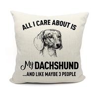 Mancheng-zi Dachshund Mom Funny Throw Pillow Cover, 18 x 18 Inch Cushion for Sofa Couch Bed, Dachshund Lover Gift