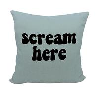 Mancheng-zi Funny Scream Decor, Scream Pillow Covers 18x18, Fun Pillows,Fun Throw Pillows,Funny Throw Pillows,Fun Decorative Pillows,Scream Here Funny Humor Throw Pillow Case(Blue)