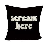 Mancheng-zi Funny Scream Decor, Scream Pillow Covers 18x18, Fun Pillows,Fun Throw Pillows,Funny Throw Pillows,Fun Decorative Pillows,Scream Here Funny Humor Throw Pillow Case(Black)