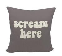 Mancheng-zi Funny Scream Decor, Scream Pillow Covers 18x18, Fun Pillows,Fun Throw Pillows,Funny Throw Pillows,Fun Decorative Pillows,Scream Here Funny Humor Throw Pillow Case(Grey)