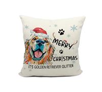 Mancheng-zi Golden Retriever Christmas Pillow Covers 18x18,Golden Retriever Christmas Decorations,Merry Christmas It's Golden Retriever Glitter Throw Pillow Covers,Golden Retriever Gifts