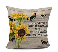 Mancheng-zi Inspirational Rustic Throw Pillow Cover,Thank You Gifts, Birthday, Gifts for Women, Gift for Daughters Women from Mother, 18 x 18 Inch Positive Quotes Cushion Cover for Sofa Couch Bed