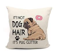 Mancheng-zi Pug Pillow Covers 18x18, Reserved for The Dog Pillow, Funny Pug Gifts