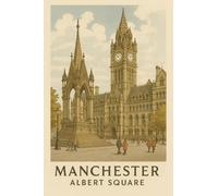 Manchester Albert Square Vintage Travel Art Print, Historic Architecture Wall Decor. Size A4