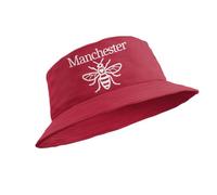 Manchester Bee Bucket Hat (Manchester Text Bee) (UK, Alpha, S, Red)
