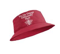 Manchester Bee Bucket Hat We Do Things Differently Here (UK, Alpha, S, Red)